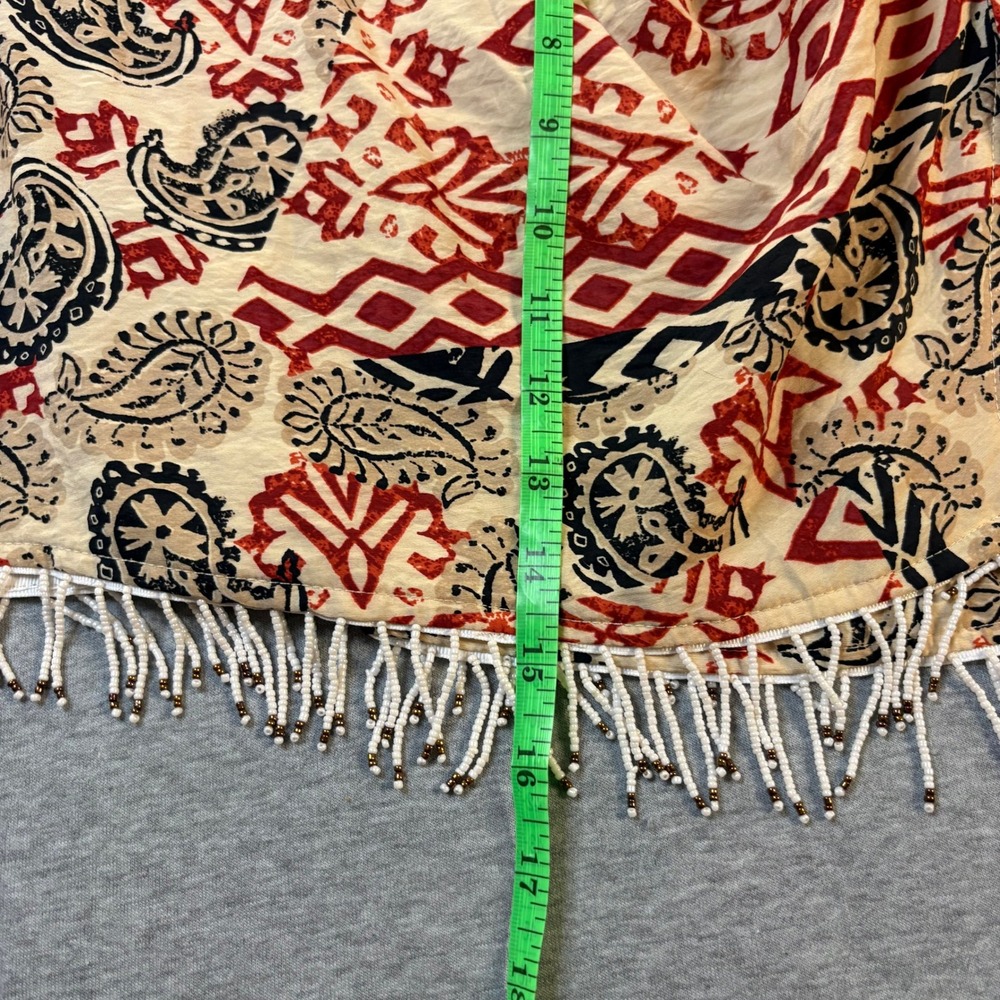 Zara Red Paisley Beaded Fringe Mini Wrap Skirt NWT 1165/158 L - Picture 11 of 12